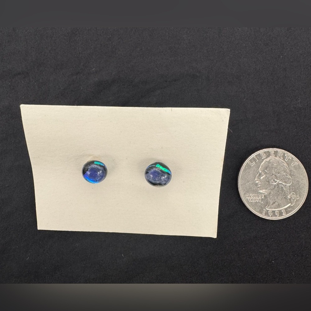 Fused dichroic glass stud earrings